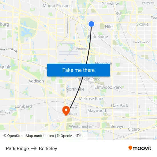 Park Ridge to Berkeley map