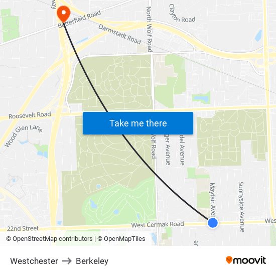 Westchester to Berkeley map