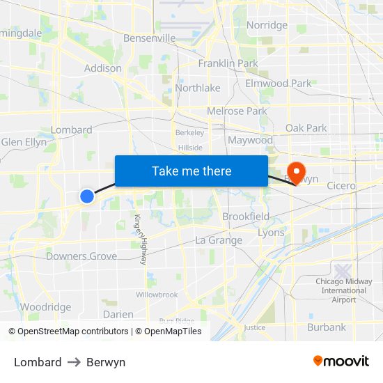 Lombard to Berwyn map