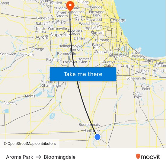 Aroma Park to Bloomingdale map