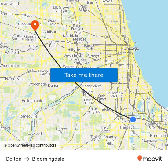 Dolton to Bloomingdale map