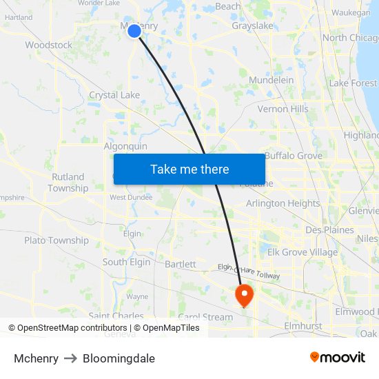 Mchenry to Bloomingdale map