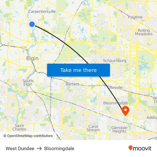 West Dundee to Bloomingdale map