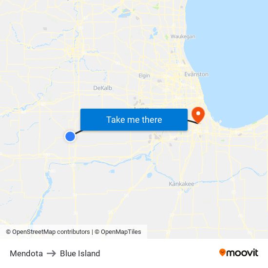 Mendota to Blue Island map