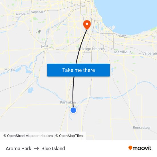 Aroma Park to Blue Island map