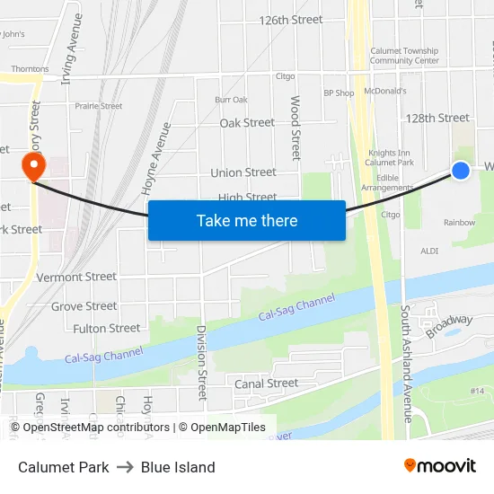 Calumet Park to Blue Island map