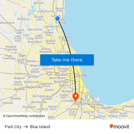 Park City to Blue Island map