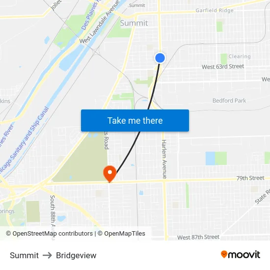 Summit to Bridgeview map