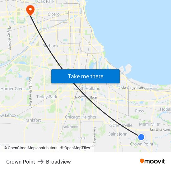 Crown Point to Broadview map