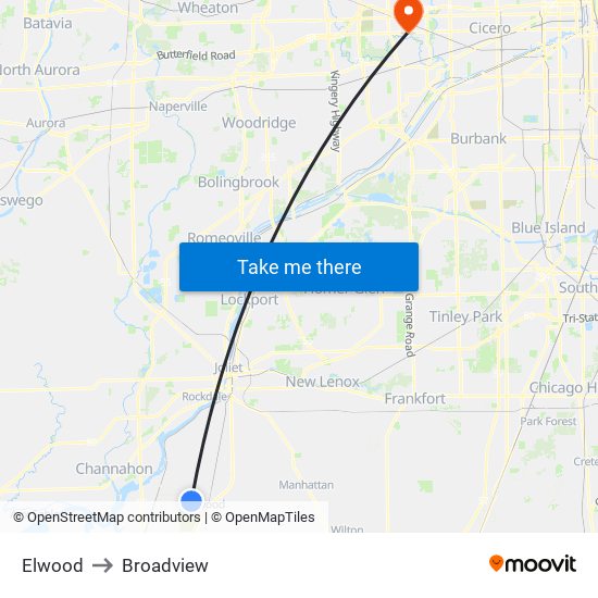 Elwood to Elwood map