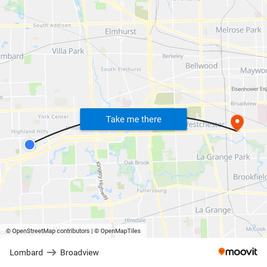 Lombard to Broadview map