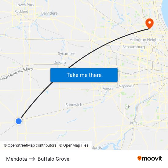 Mendota to Buffalo Grove map