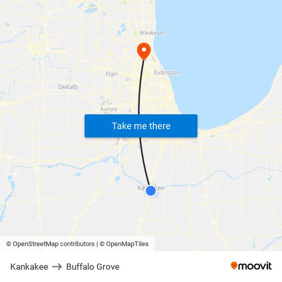 Kankakee to Buffalo Grove map