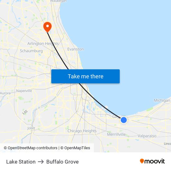 Lake Station to Buffalo Grove map