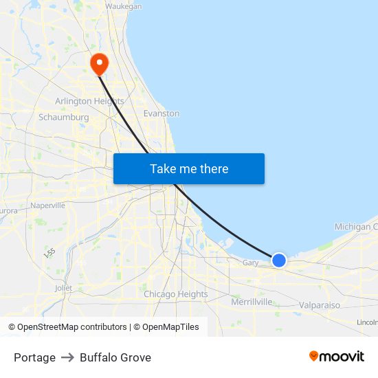 Portage to Buffalo Grove map