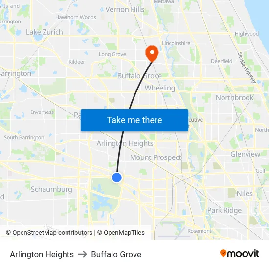 Arlington Heights to Buffalo Grove map
