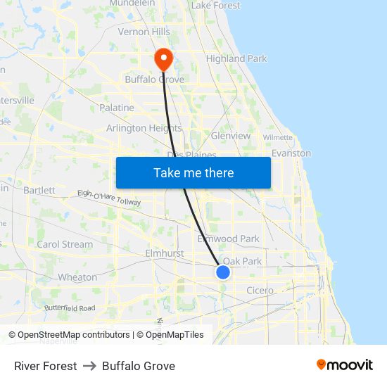 River Forest to Buffalo Grove map