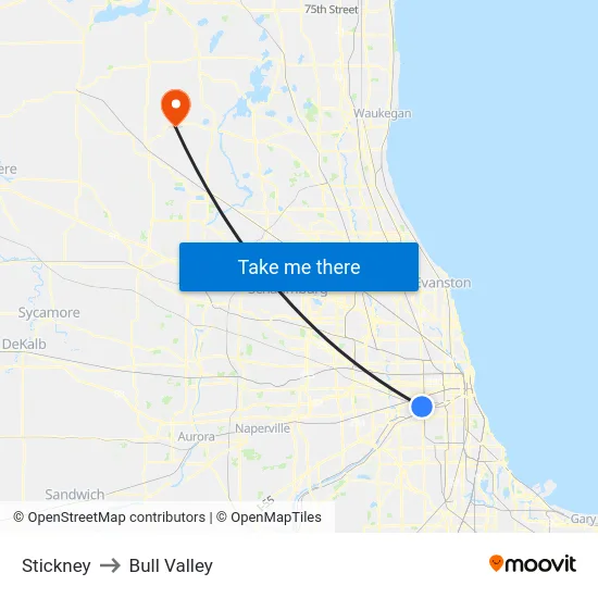 Stickney to Bull Valley map