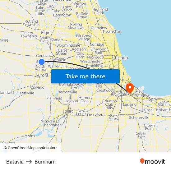 Batavia to Burnham map