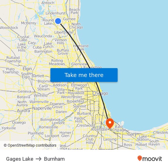 Gages Lake to Burnham map