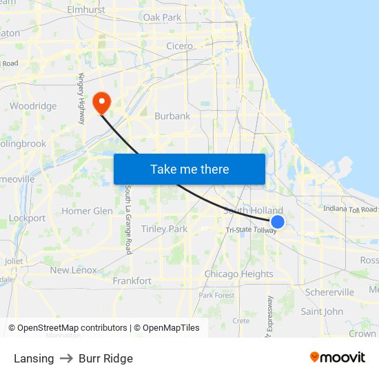 Lansing to Lansing map