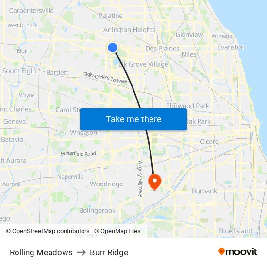 Rolling Meadows to Rolling Meadows map