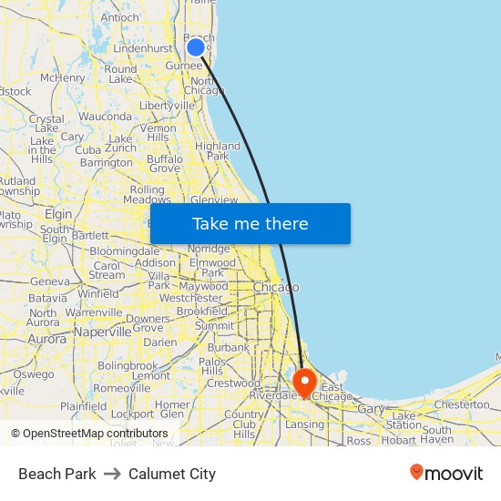 Beach Park to Calumet City map