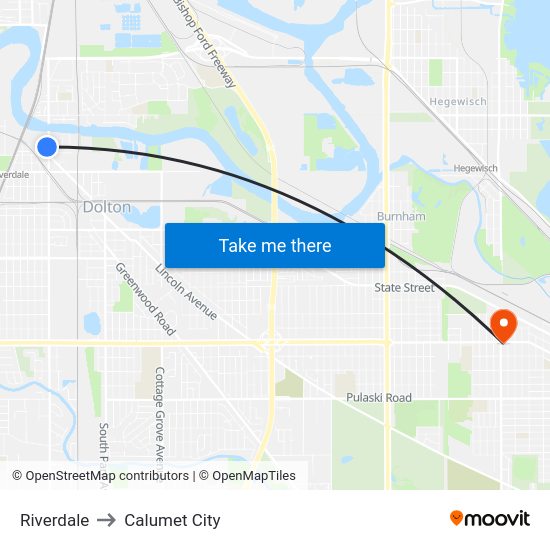 Riverdale to Calumet City map