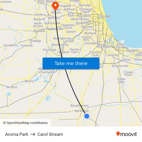 Aroma Park to Carol Stream map
