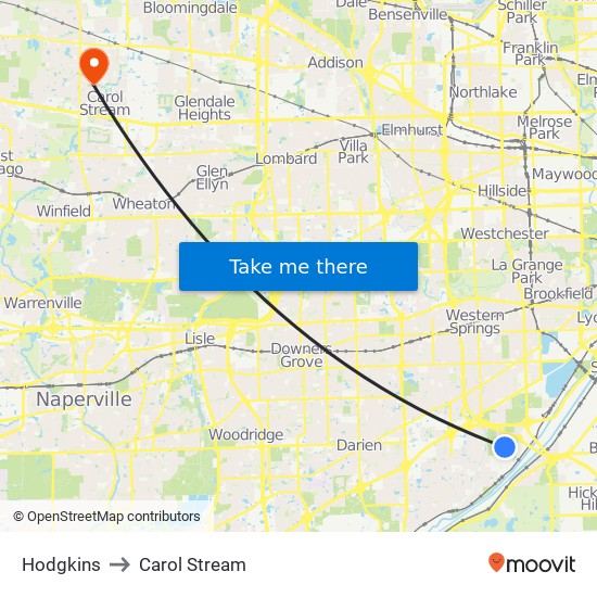Hodgkins to Carol Stream map