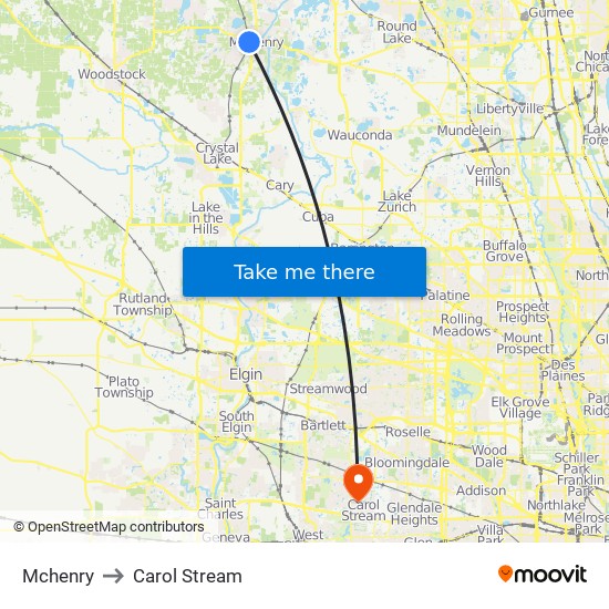 Mchenry to Carol Stream map