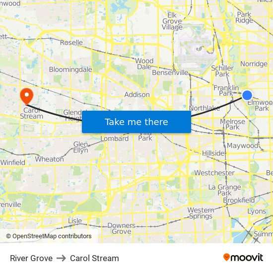 River Grove to Carol Stream map