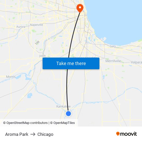 Aroma Park to Chicago map