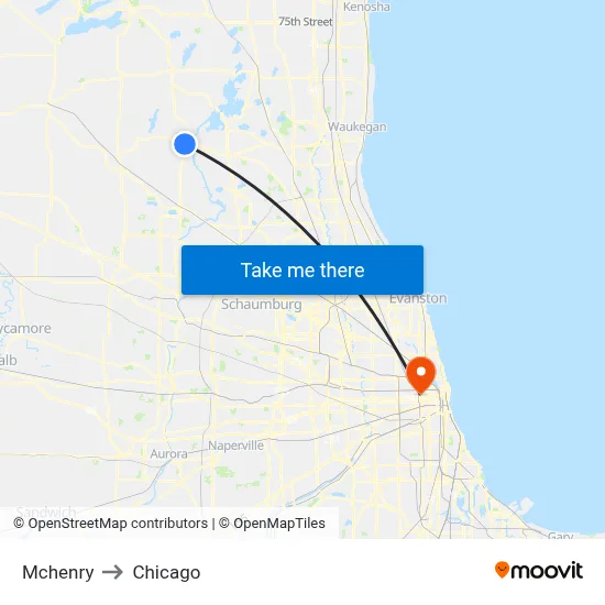 Mchenry to Chicago map