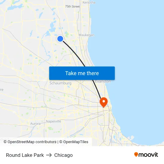 Round Lake Park to Chicago map