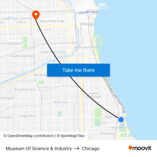 Museum Of Science & Industry to Chicago map