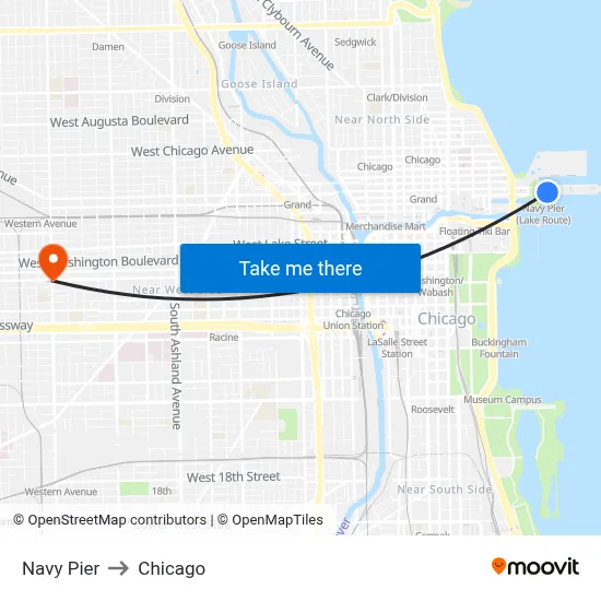 Navy Pier to Chicago map
