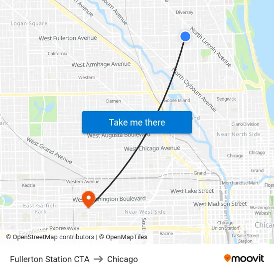 Fullerton Station CTA to Chicago map