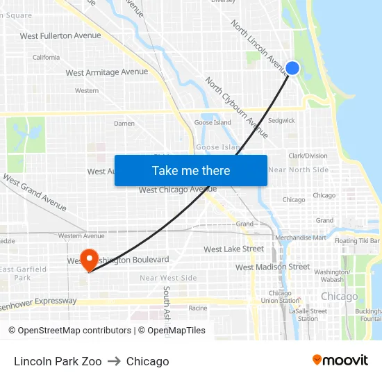 Lincoln Park Zoo to Chicago map