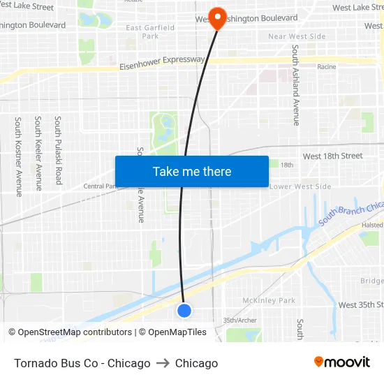 Tornado Bus Co - Chicago to Chicago map