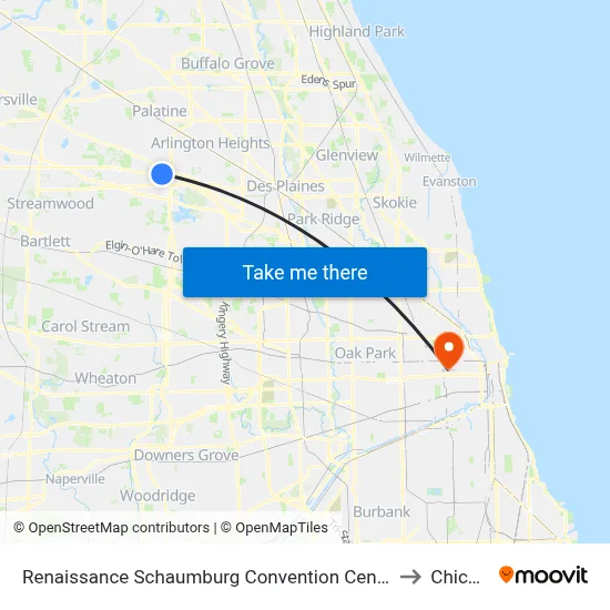 Renaissance Schaumburg Convention Center Hotel to Chicago map