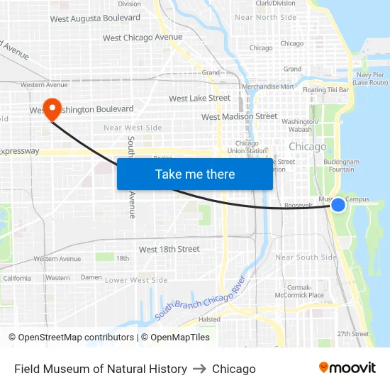 Field Museum of Natural History to Chicago map