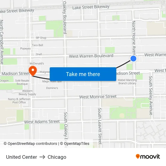 United Center to Chicago map