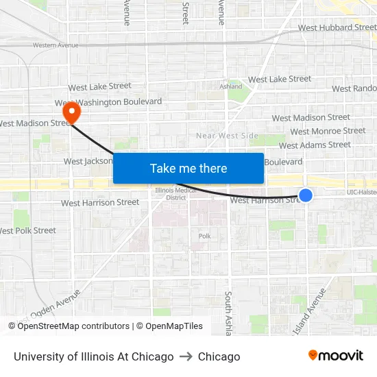 University of Illinois At Chicago to Chicago map