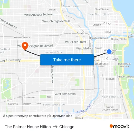 The Palmer House Hilton to Chicago map