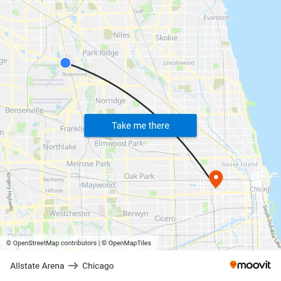 Allstate Arena to Chicago map