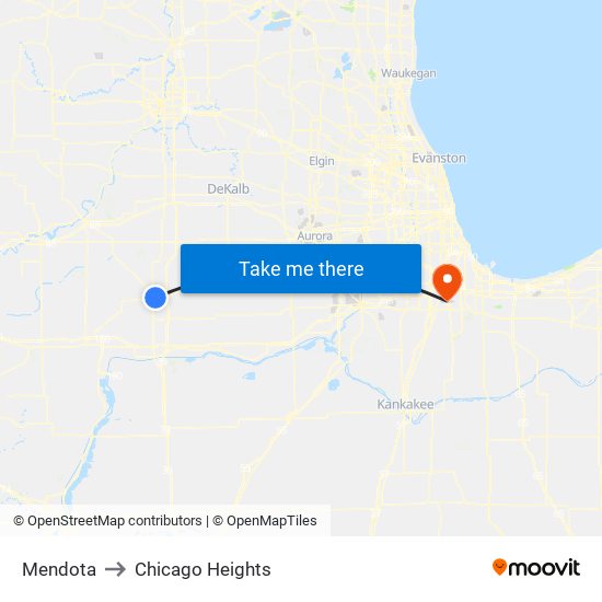 Mendota to Chicago Heights map