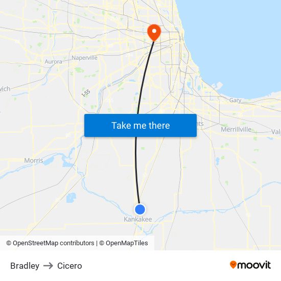 Bradley to Cicero map