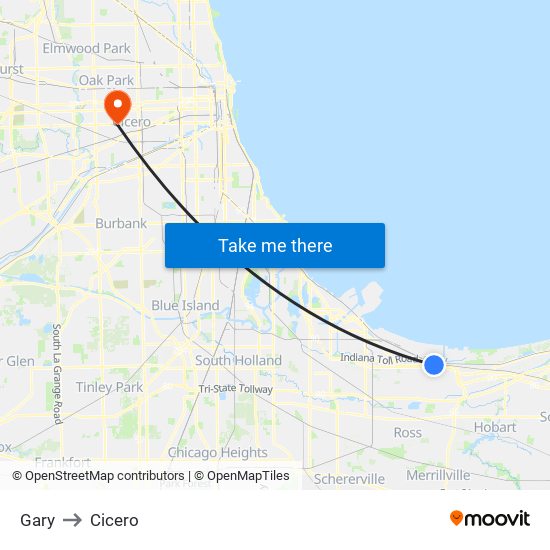 Gary to Cicero map