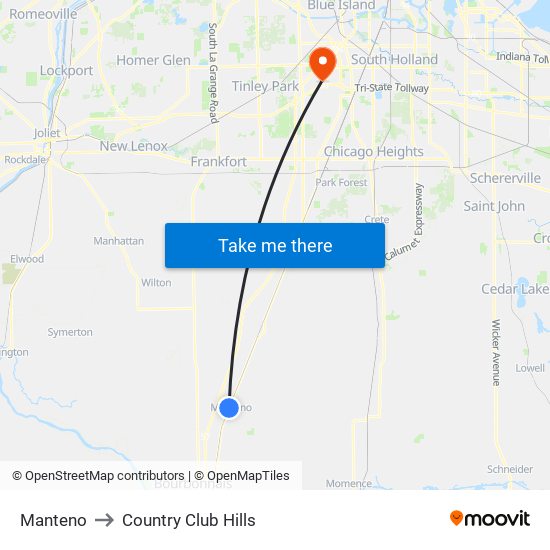 Manteno to Country Club Hills map